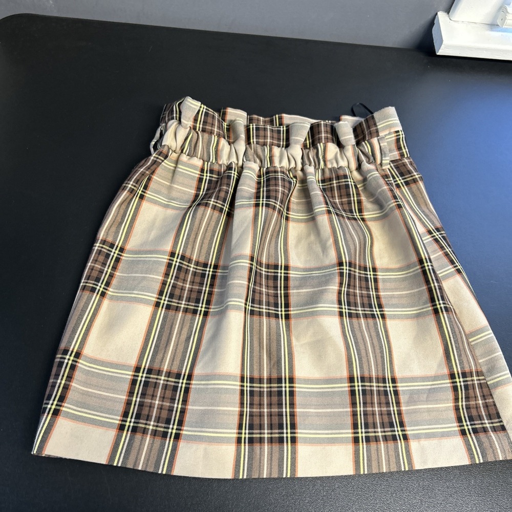 River‎ Island Women's Plaid Mini Skirt US 6 UK 10 Paper Bag Waist Buttons Preppy - Picture 7 of 16